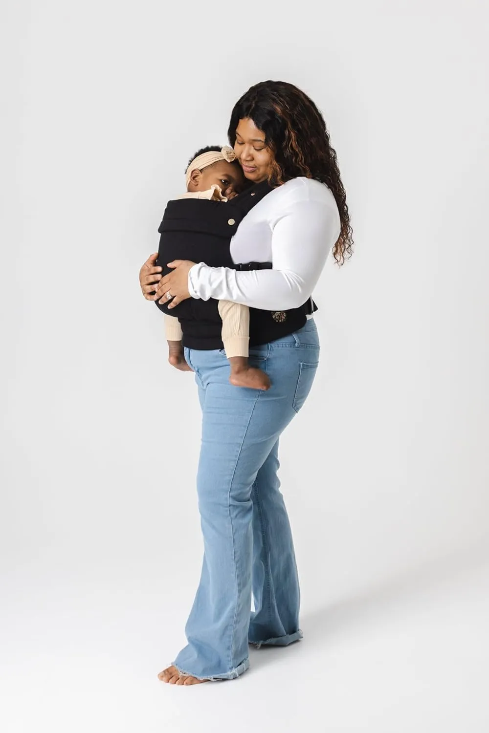 Mabē Monarch Ergonomic Baby Carrier - Premium Cotton Soft Structured Infant Carrier with Hip Healthy Design, 3 Carry Positions for Newborn to Toddler (7-35lbs), Breathable (Ebony)