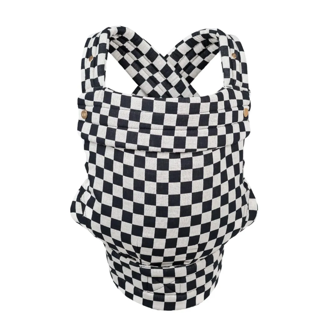 Mabē Monarch Ergonomic Baby Carrier - Premium Cotton Soft Structured Infant Carrier with Hip Healthy Design, 3 Carry Positions for Newborn to Toddler (7-35lbs), Lightweight & Breathable (Ebony Check)