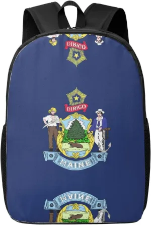 Maine State Flag Print Laptop Backpack,Travel Daypack,Business Work Bag For Men And Women,College Backpacks