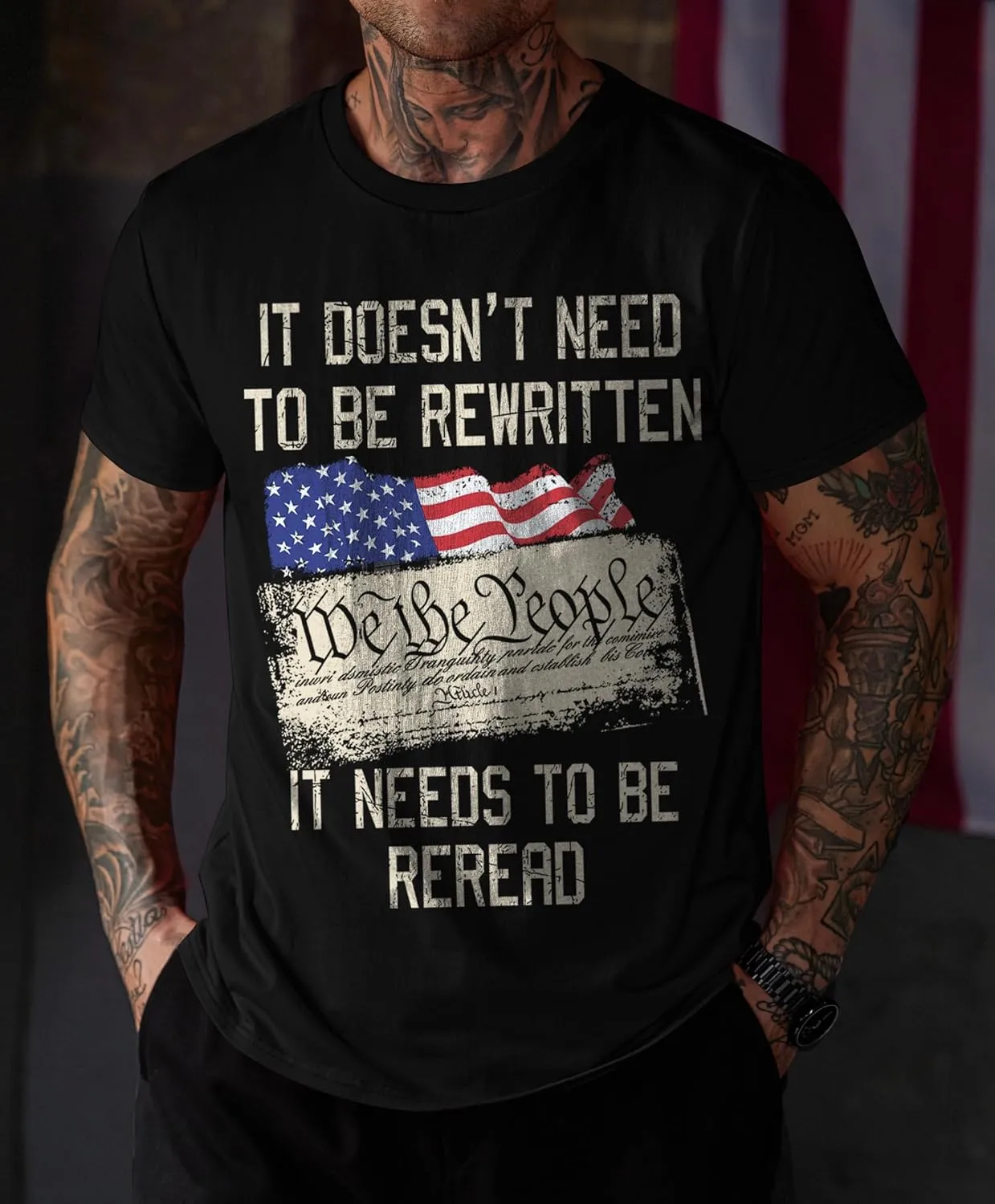 Mainfini Men's 4th of July T-Shirt American Flag 1776 Short Sleeve Tshirt (S-3XL)