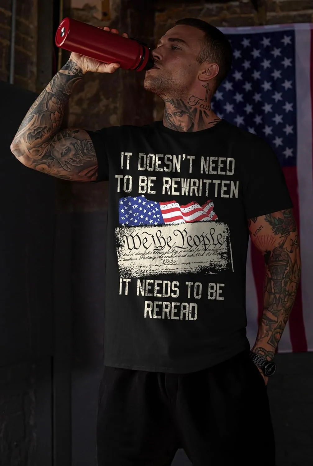 Mainfini Men's 4th of July T-Shirt American Flag 1776 Short Sleeve Tshirt (S-3XL)