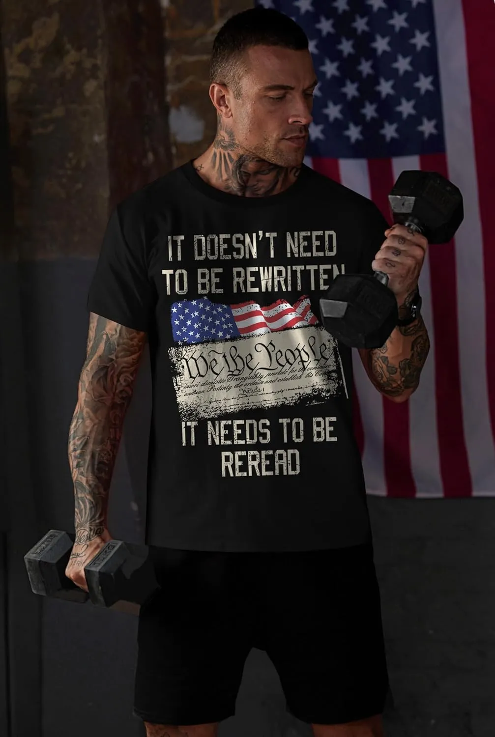 Mainfini Men's 4th of July T-Shirt American Flag 1776 Short Sleeve Tshirt (S-3XL)