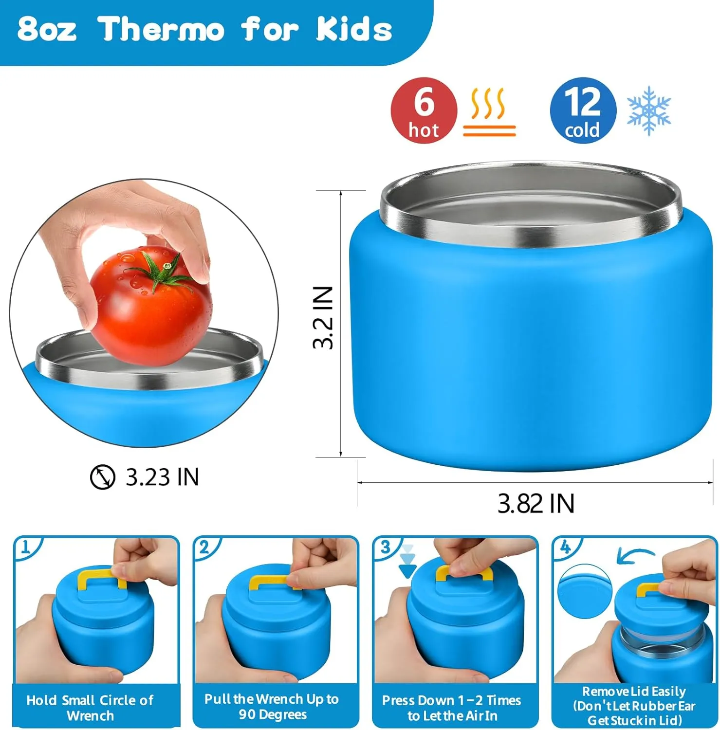 MAISON HUIS Kids Bento Lunch Box Set With 8oz Soup Thermo, Leakproof Lunch Containers with 5 Compartment, Thermo Hot Food Jar and Insulated Lunch Bag, BPA Free,Travel, School -Blue