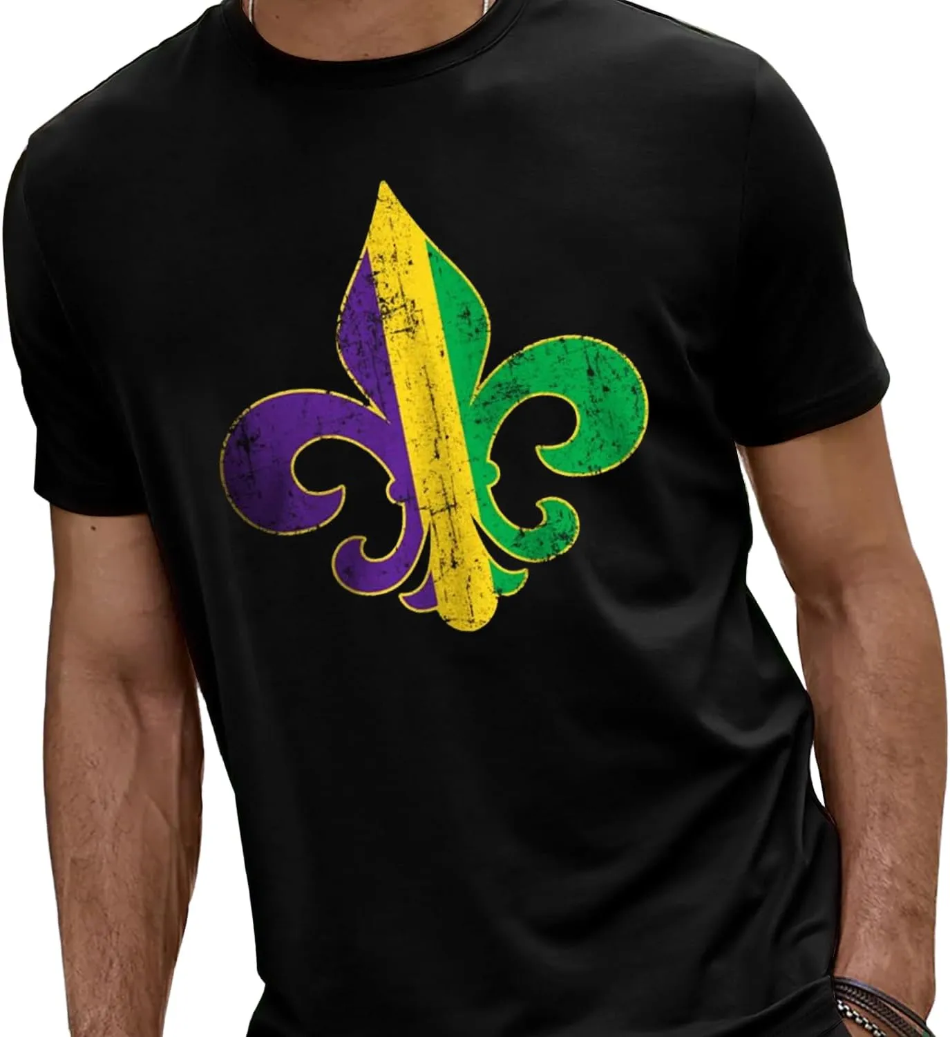 Mardi Gras Shirt for Men Tie Dye Fat Tuesday Carnival Tee Top New Orleans NOLA Fleur De Lis Parade T-Shirt