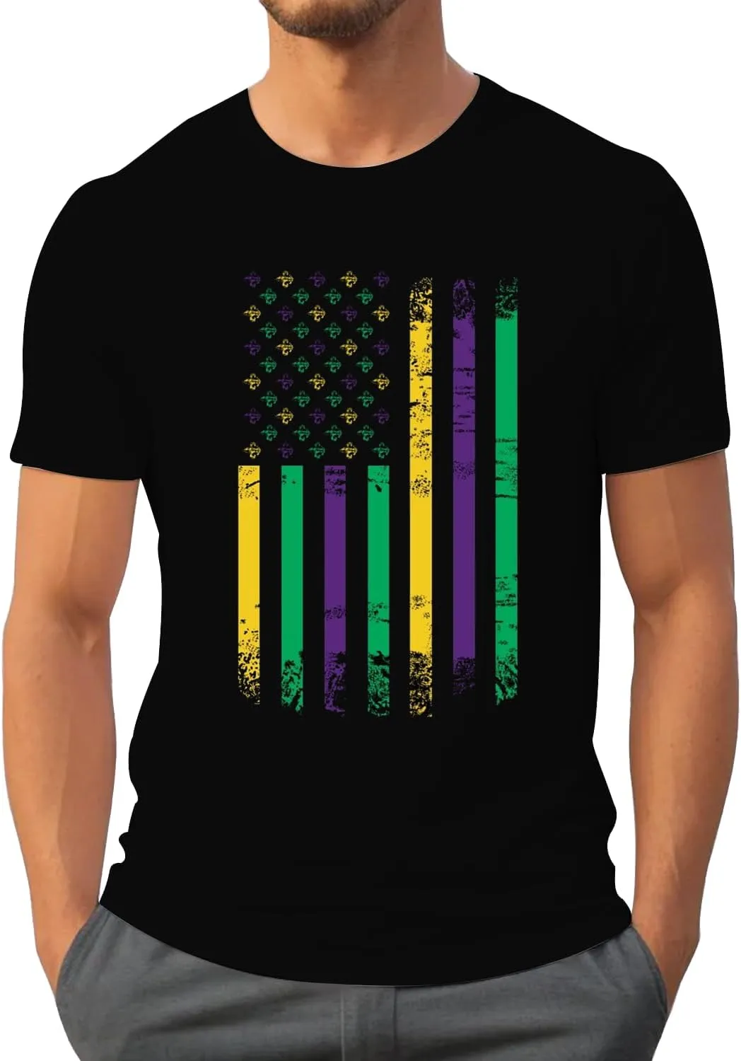 Mardi Gras Shirt for Men Tie Dye Fat Tuesday Carnival Tee Top New Orleans NOLA Fleur De Lis Parade T-Shirt