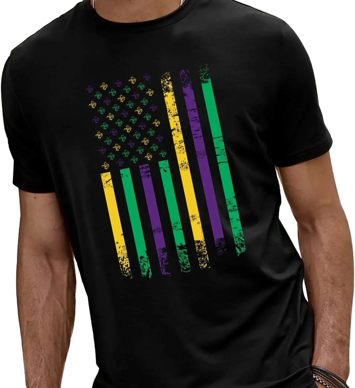Mardi Gras Shirt for Men Tie Dye Fat Tuesday Carnival Tee Top New Orleans NOLA Fleur De Lis Parade T-Shirt