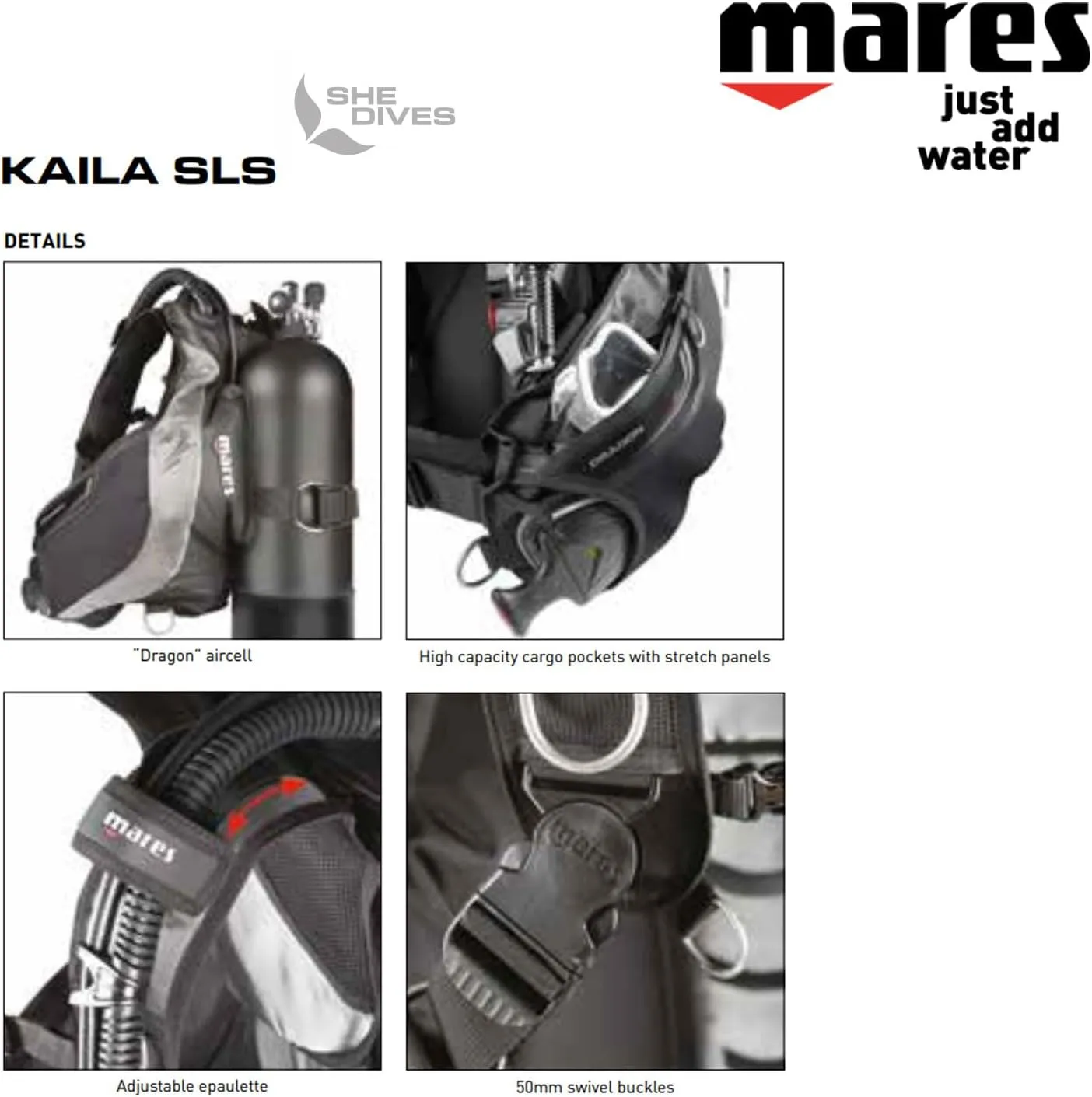 Mares Kaila SLS Weight System BCD | Women's Scuba Diving Underwater Buoyancy Compensator Device | High-Lift Capacity, 420 D Cordura, Large Cargo Pockets
