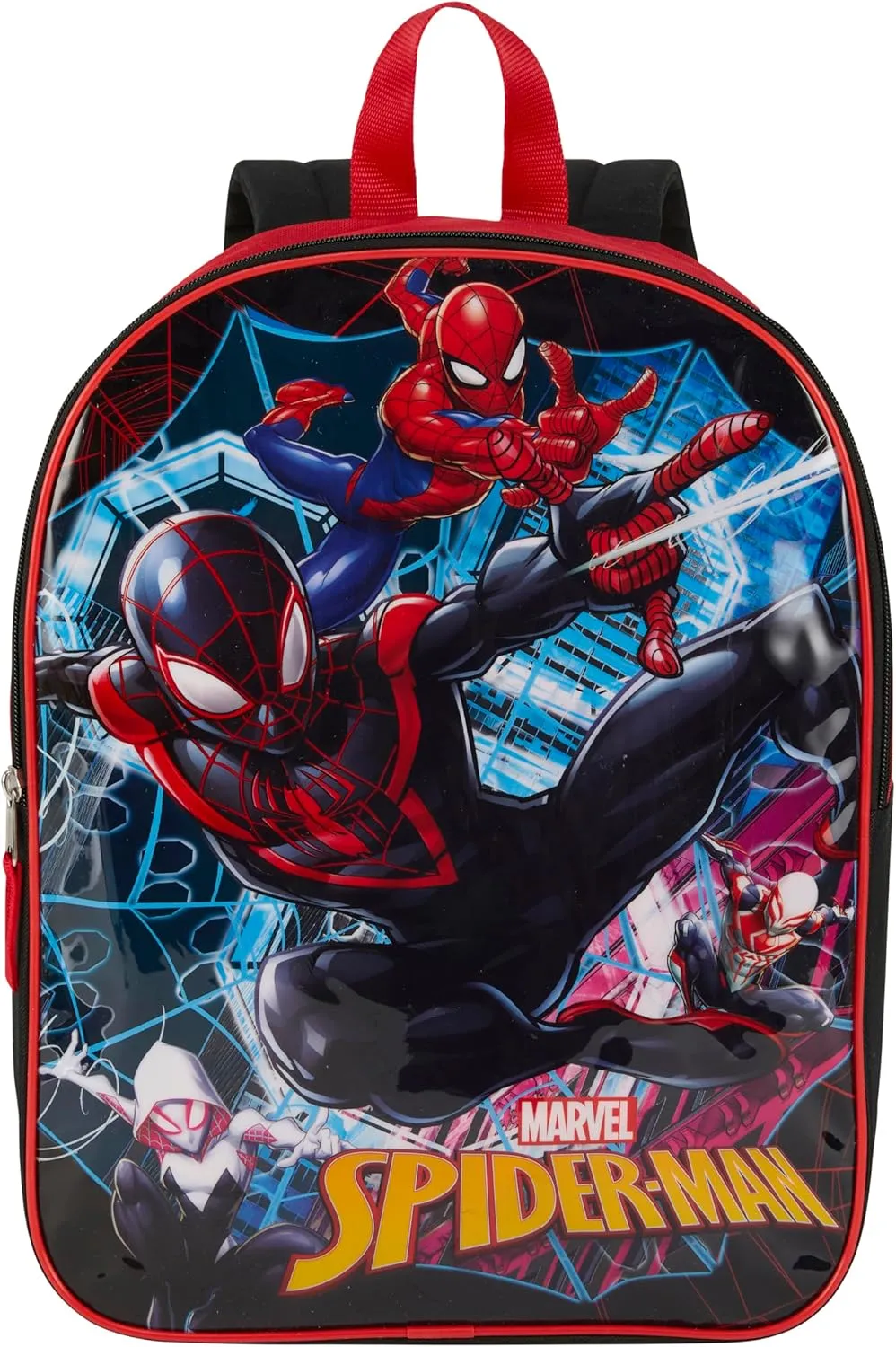 Marvel Spiderman Mile Morales Backpack for Boys - 15" | Spiderman Bookbag for Kids Age 3-7 with Padded Straps & Large Zip Compartment