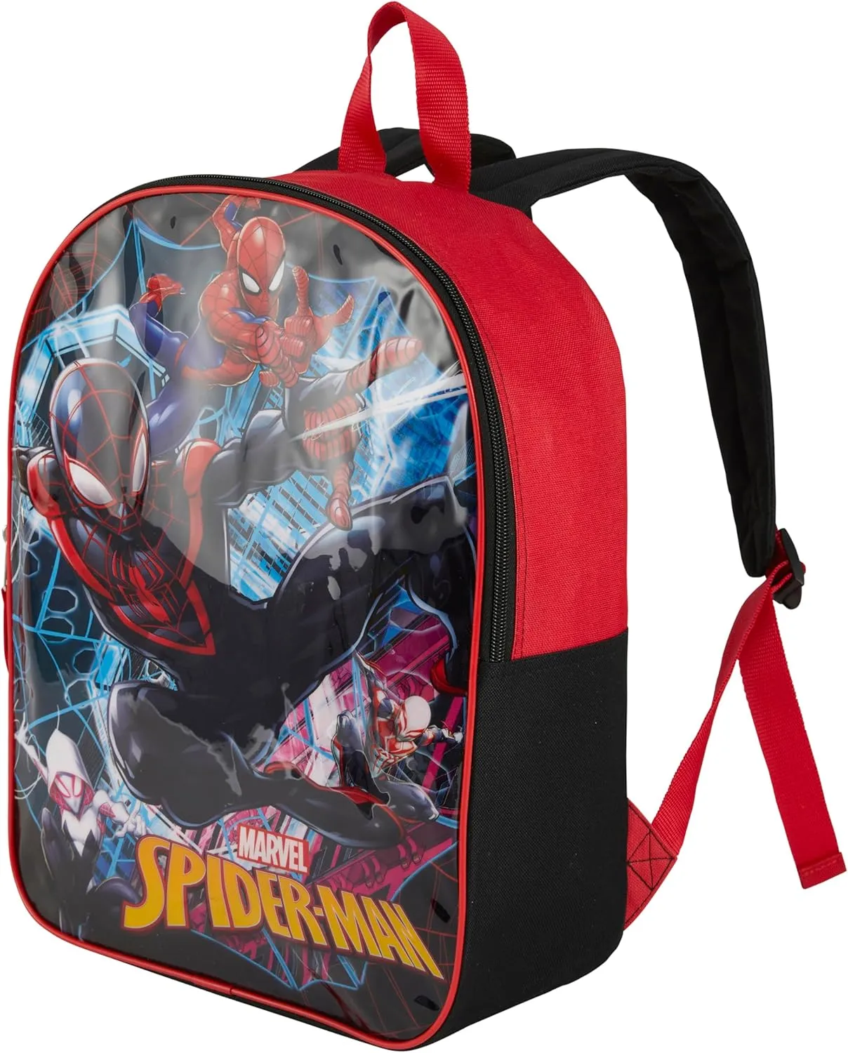 Marvel Spiderman Mile Morales Backpack for Boys - 15" | Spiderman Bookbag for Kids Age 3-7 with Padded Straps & Large Zip Compartment