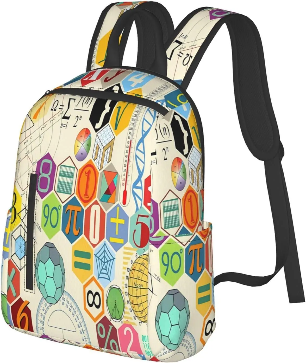 Math Formula Symbols Casual Backpacks Large Capacity Laptop Backpack Sports Rucksack Travel Daypack Adjustable Shoulder Strap Work Bag for Outdoor Camping