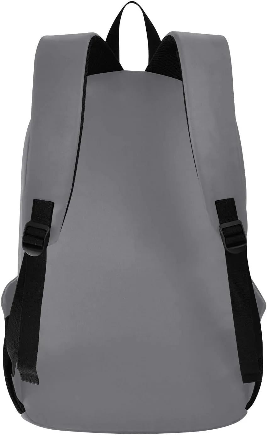 MCHIVER Custom Travel Backpack Gray Personalized Casual Daypack Backpacks Lightweight Carry on Bag Water Resistant Large Backpack for Women Men