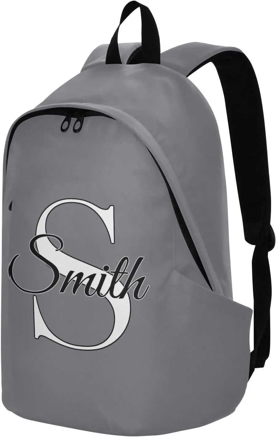 MCHIVER Custom Travel Backpack Gray Personalized Casual Daypack Backpacks Lightweight Carry on Bag Water Resistant Large Backpack for Women Men