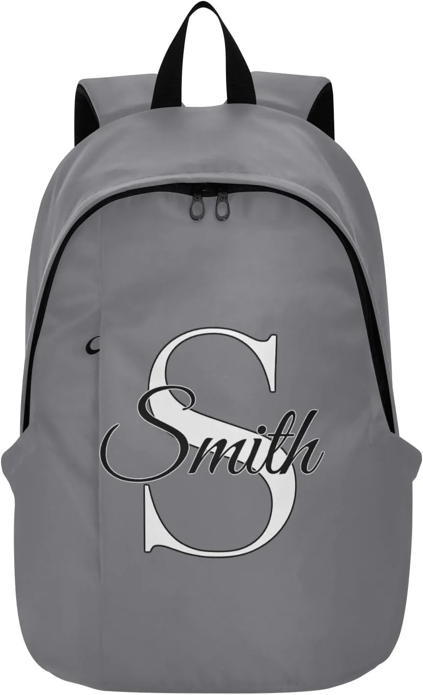MCHIVER Custom Travel Backpack Gray Personalized Casual Daypack Backpacks Lightweight Carry on Bag Water Resistant Large Backpack for Women Men