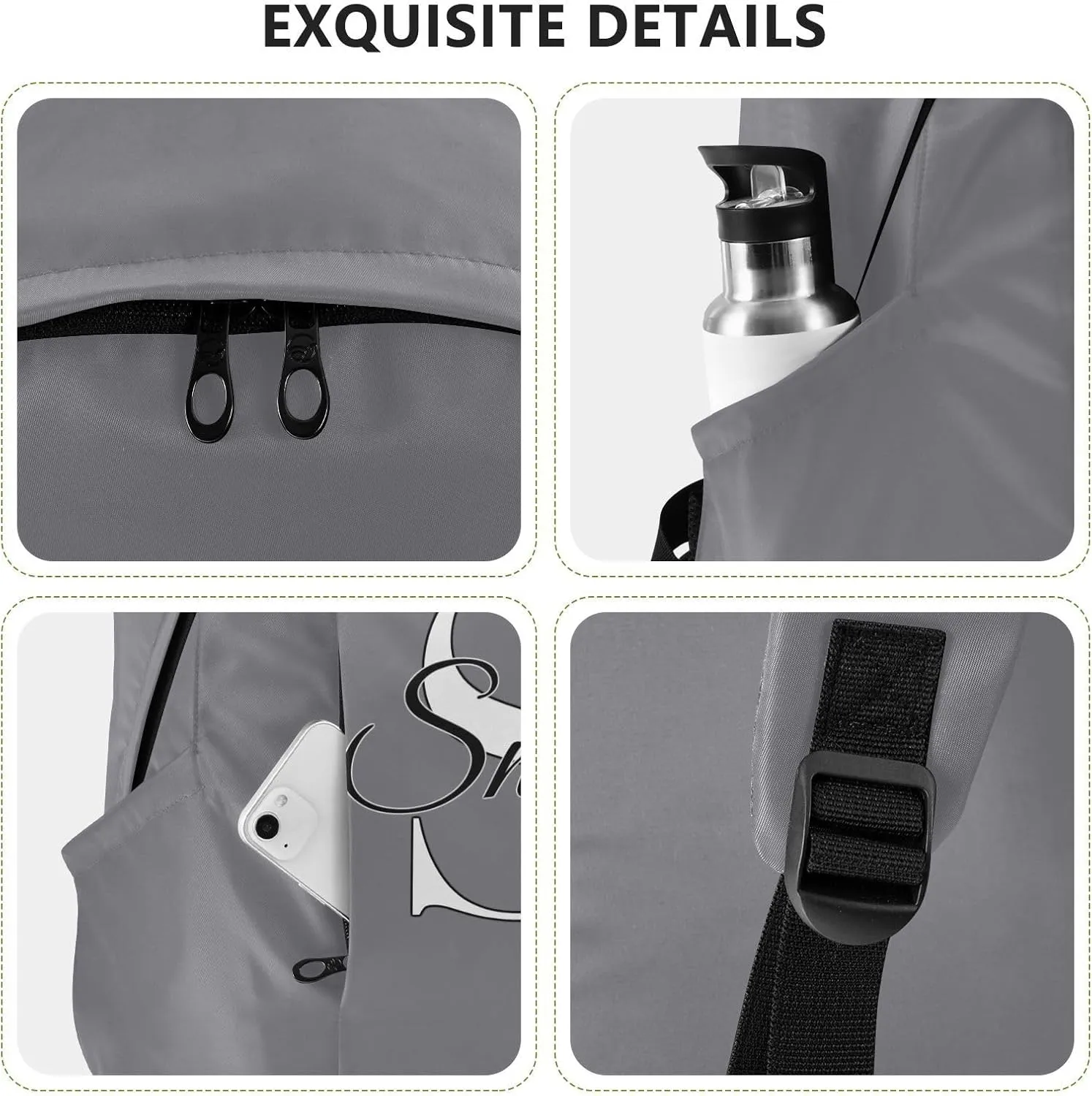 MCHIVER Custom Travel Backpack Gray Personalized Casual Daypack Backpacks Lightweight Carry on Bag Water Resistant Large Backpack for Women Men