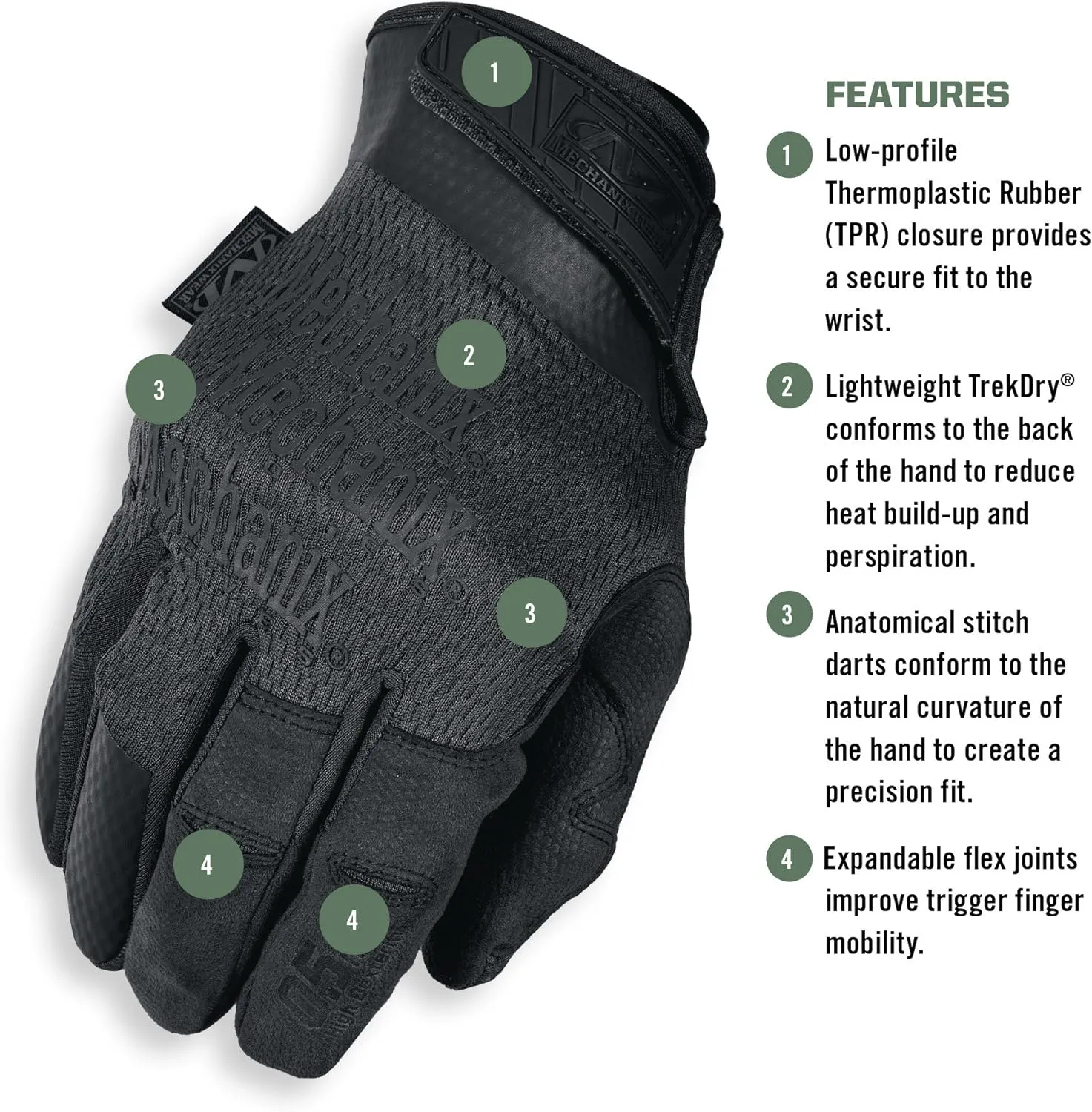 Mechanix Wear: Tactical Specialty 0.5mm High-Dexterity Work Gloves with Secure Fit and Precision Feel, Tactical Gloves for Airsoft, Paintball, Utility Use, Gloves for Men (Black, X-Large)