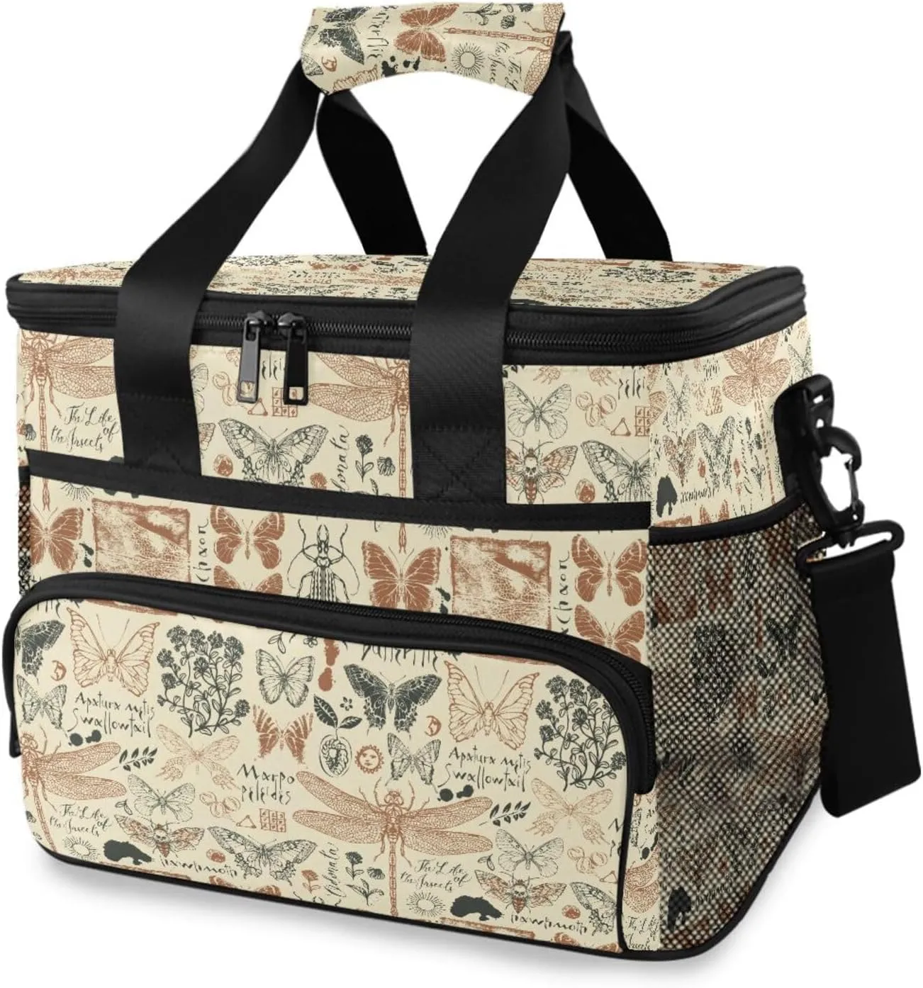 Medicinal-herbs-texture Large Insulated Lunch Bag for Women & Men Reusable Lunch Box Portable Leakproof Cooler Lunch Tote Bag for Adult Travel Work Picnic, 15L