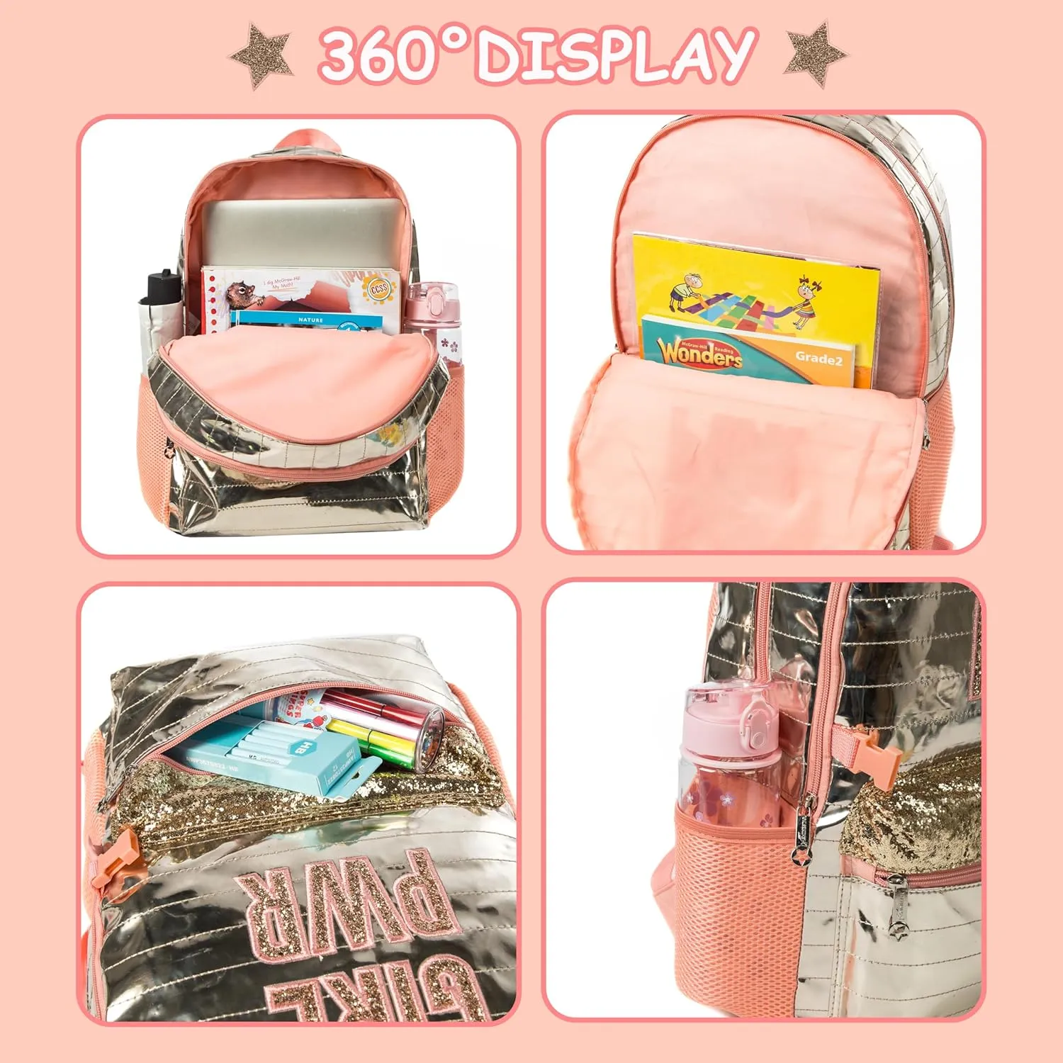 Meetbelify Backpack for Girls Backpacks for Elementary Preschool Students Kids School Cute Backpack with Lunch Box