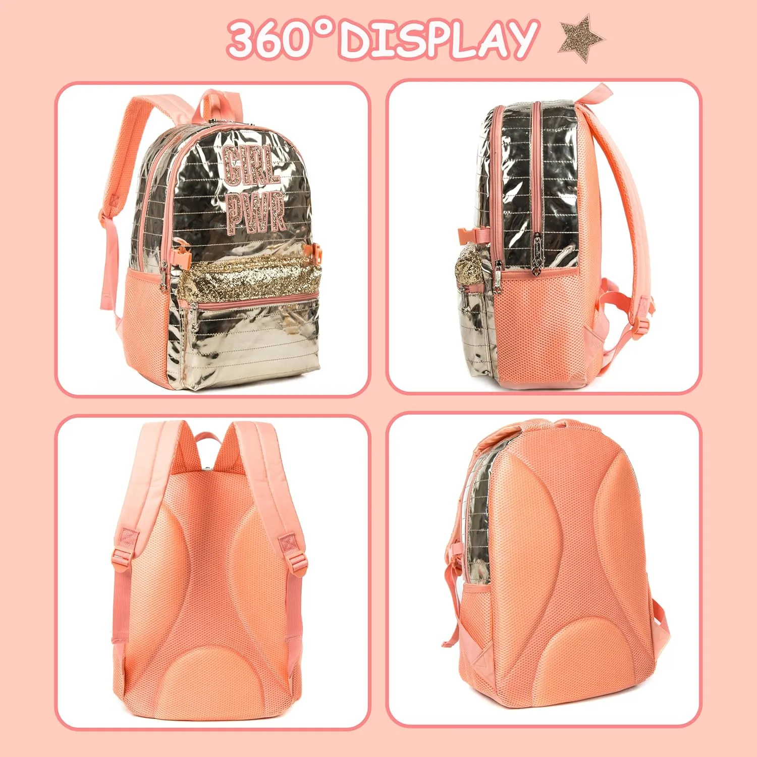 Meetbelify Backpack for Girls Backpacks for Elementary Preschool Students Kids School Cute Backpack with Lunch Box