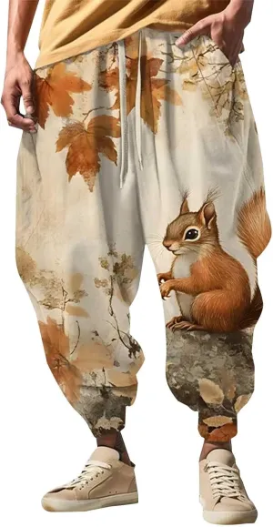 Men Linen Drop Crotch Wide Leg Baggy Harem Pants Sweatpants Loose Drop Crotch Trousers Cosplay Men Renaissance Pants