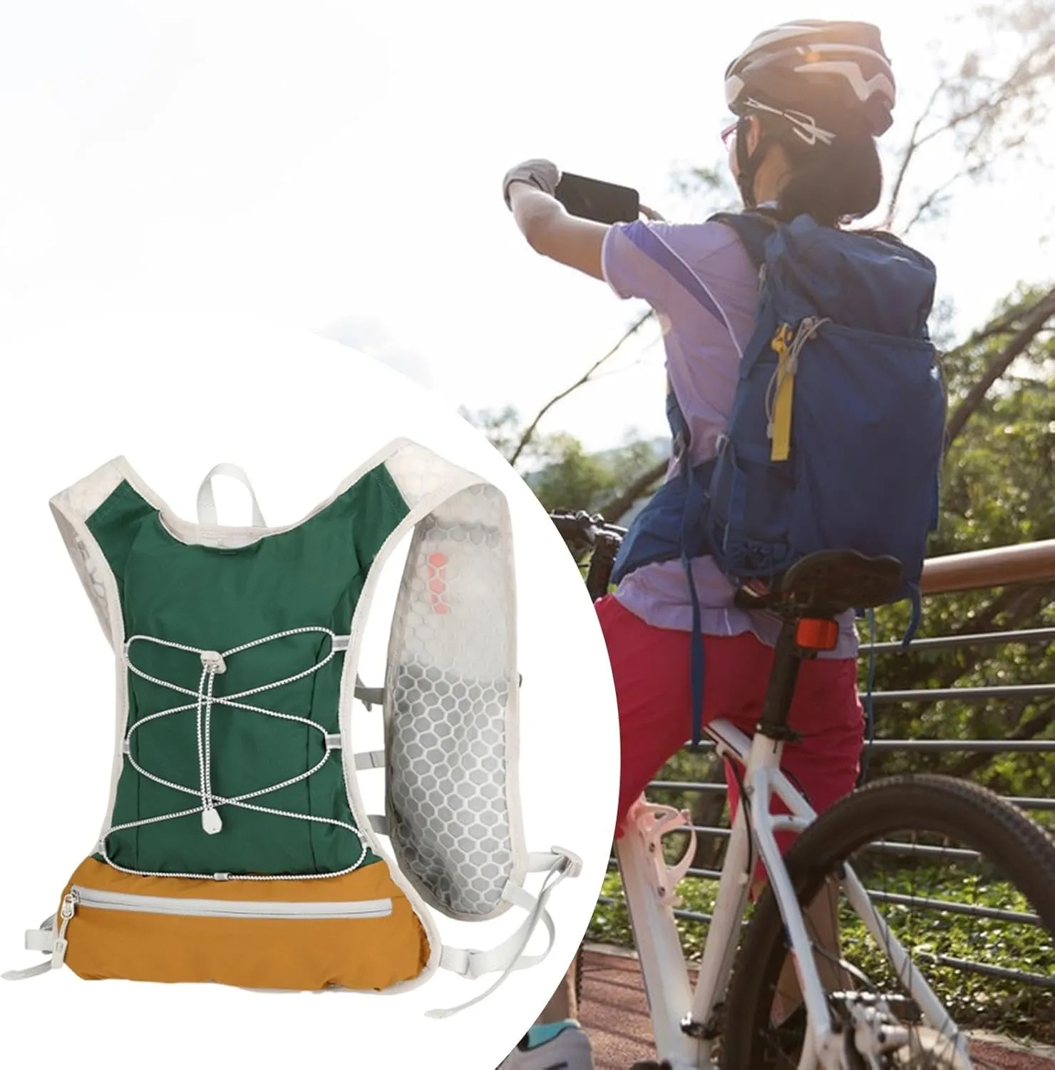 Men Running Vest Hydration Vest Breathable Reflective Strap Water Pack Sports Bag for Hiking Camping Climbing Race Cycling