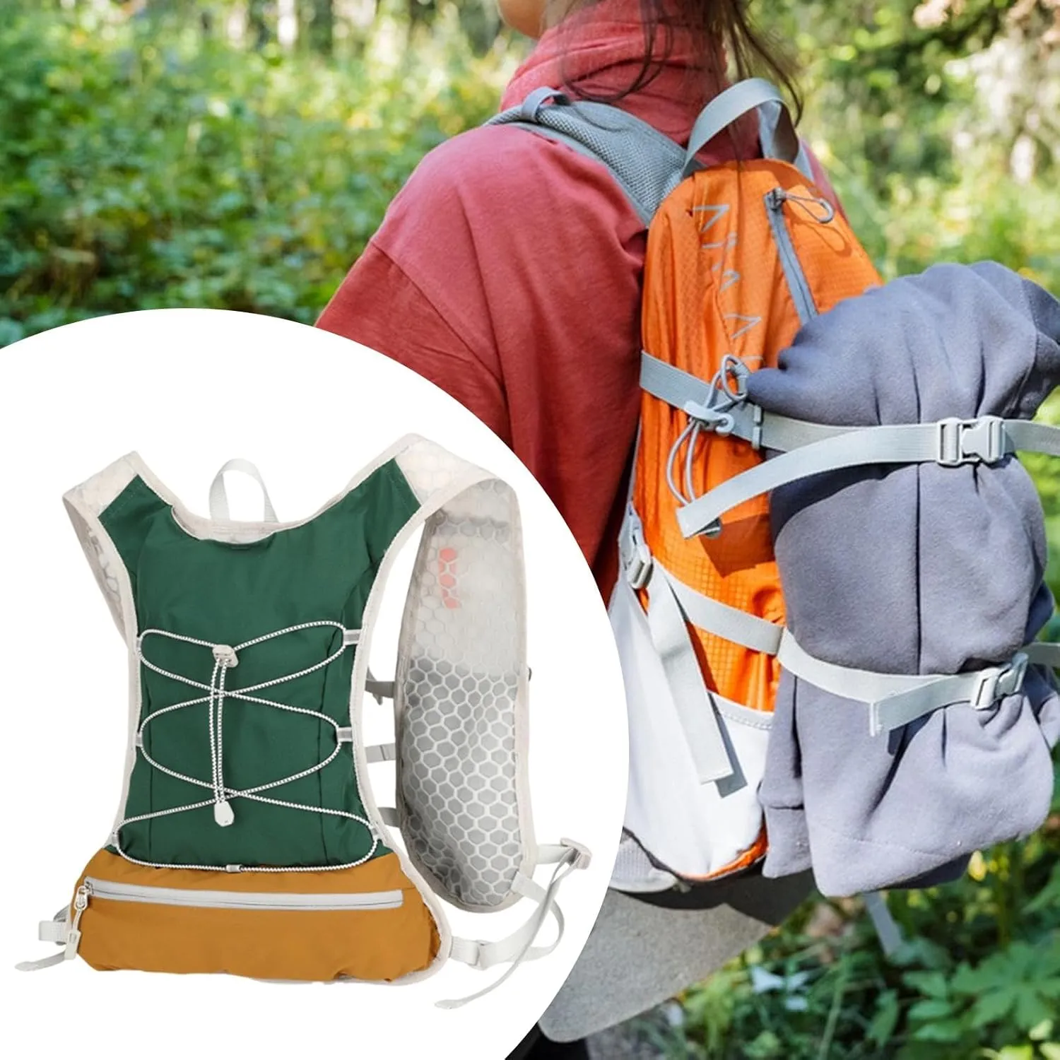 Men Running Vest Hydration Vest Breathable Reflective Strap Water Pack Sports Bag for Hiking Camping Climbing Race Cycling