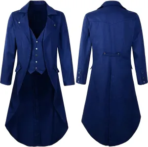 Men Steampunk Vintage Jacket Halloween Costume Retro Gothic Victorian Frock Coat Renaissance Court Frock Coat