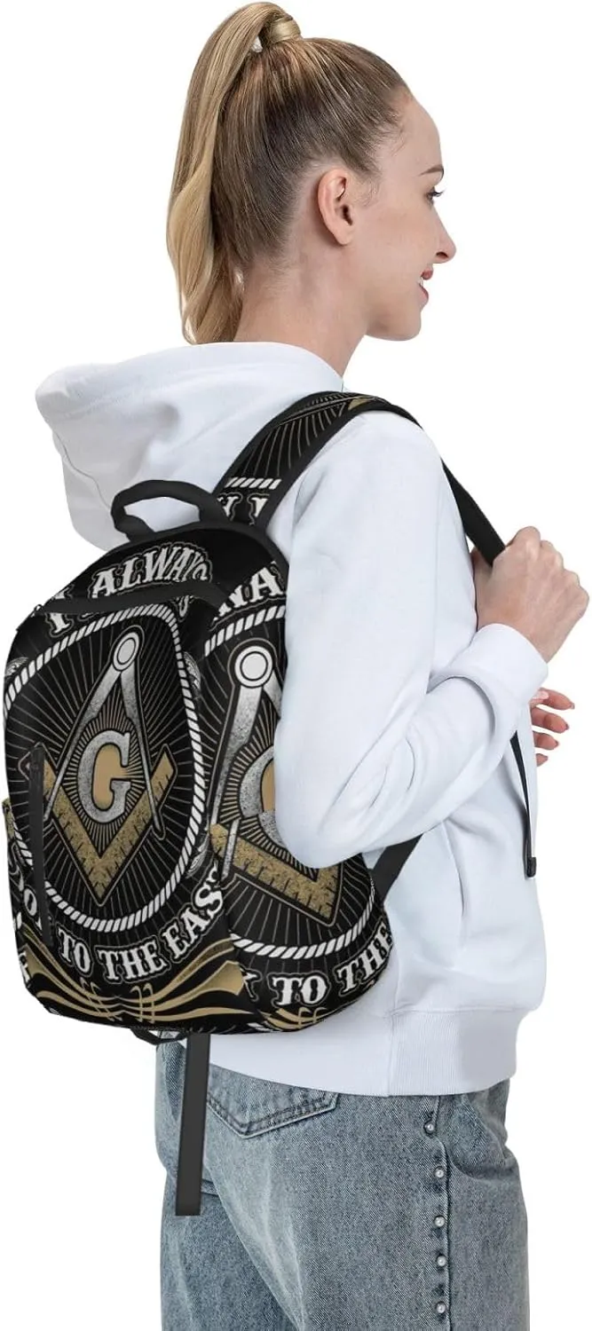 Men women college business travel anti theft laptops backpack large capacity bookbag computer bag - for Freemason Look To The East Freemason Logo