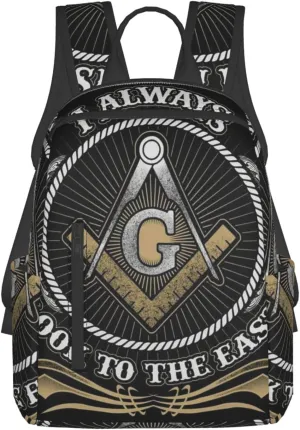 Men women college business travel anti theft laptops backpack large capacity bookbag computer bag - for Freemason Look To The East Freemason Logo