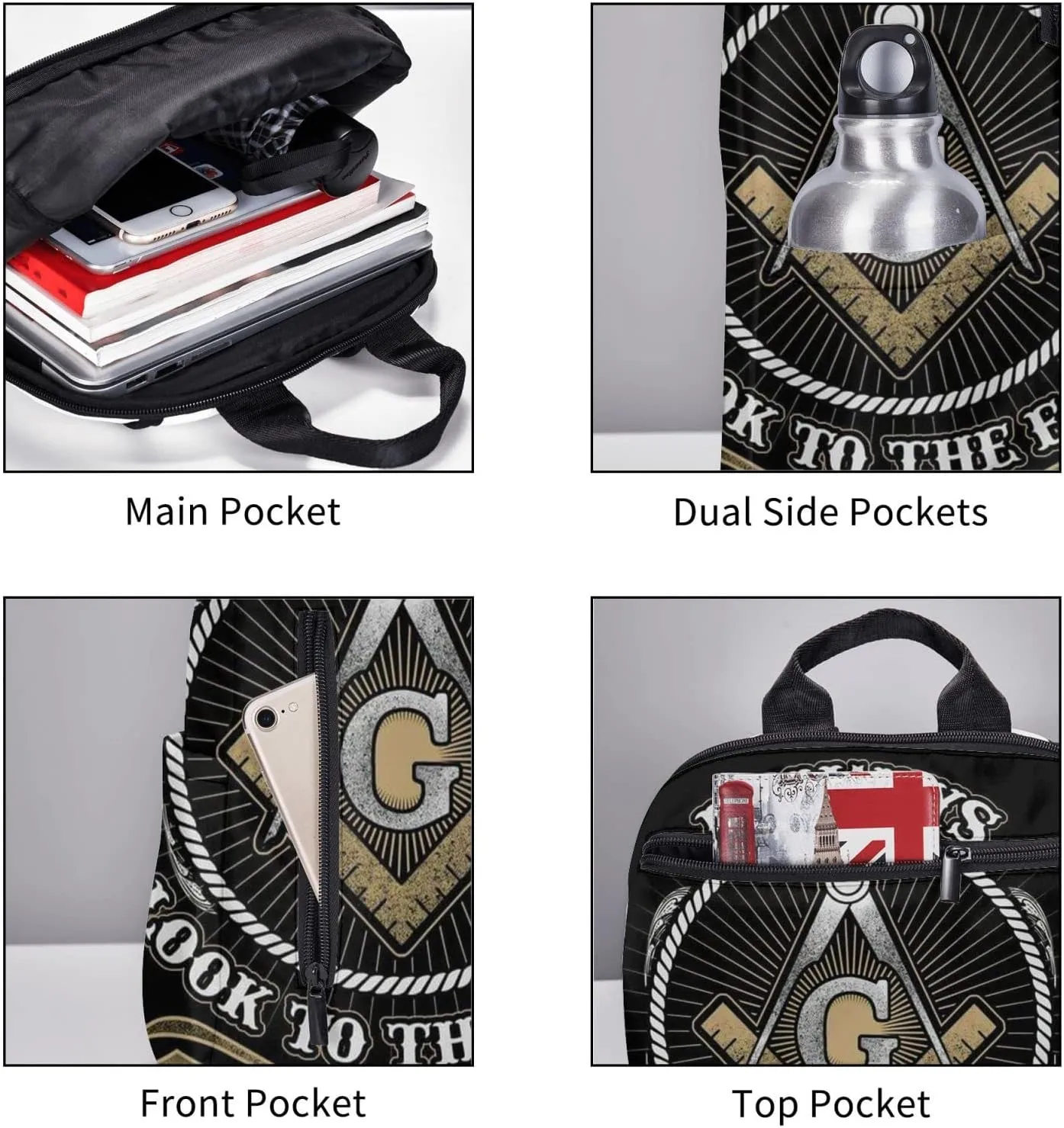 Men women college business travel anti theft laptops backpack large capacity bookbag computer bag - for Freemason Look To The East Freemason Logo