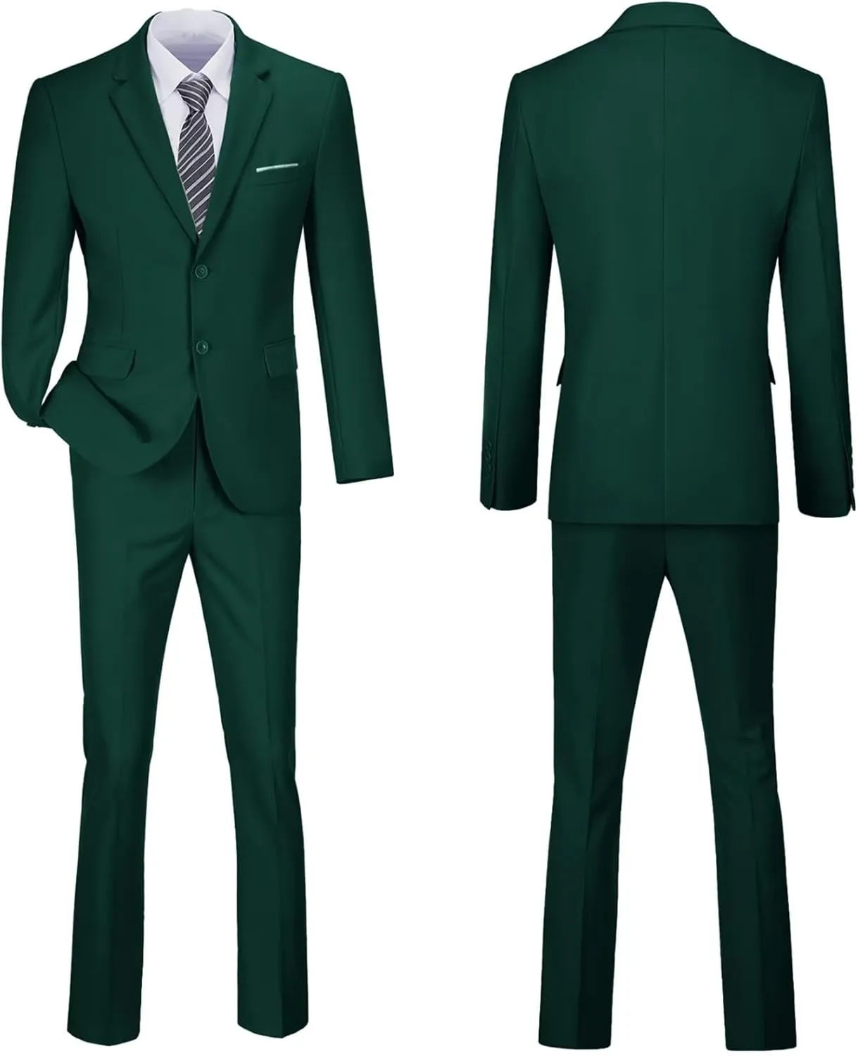 Mens 2 Piece Suit Set Slim Fit 2 Button Dress Suits Tuxedo Set Wedding Blazer Jacket Pants Tie Business Party Prom Suit