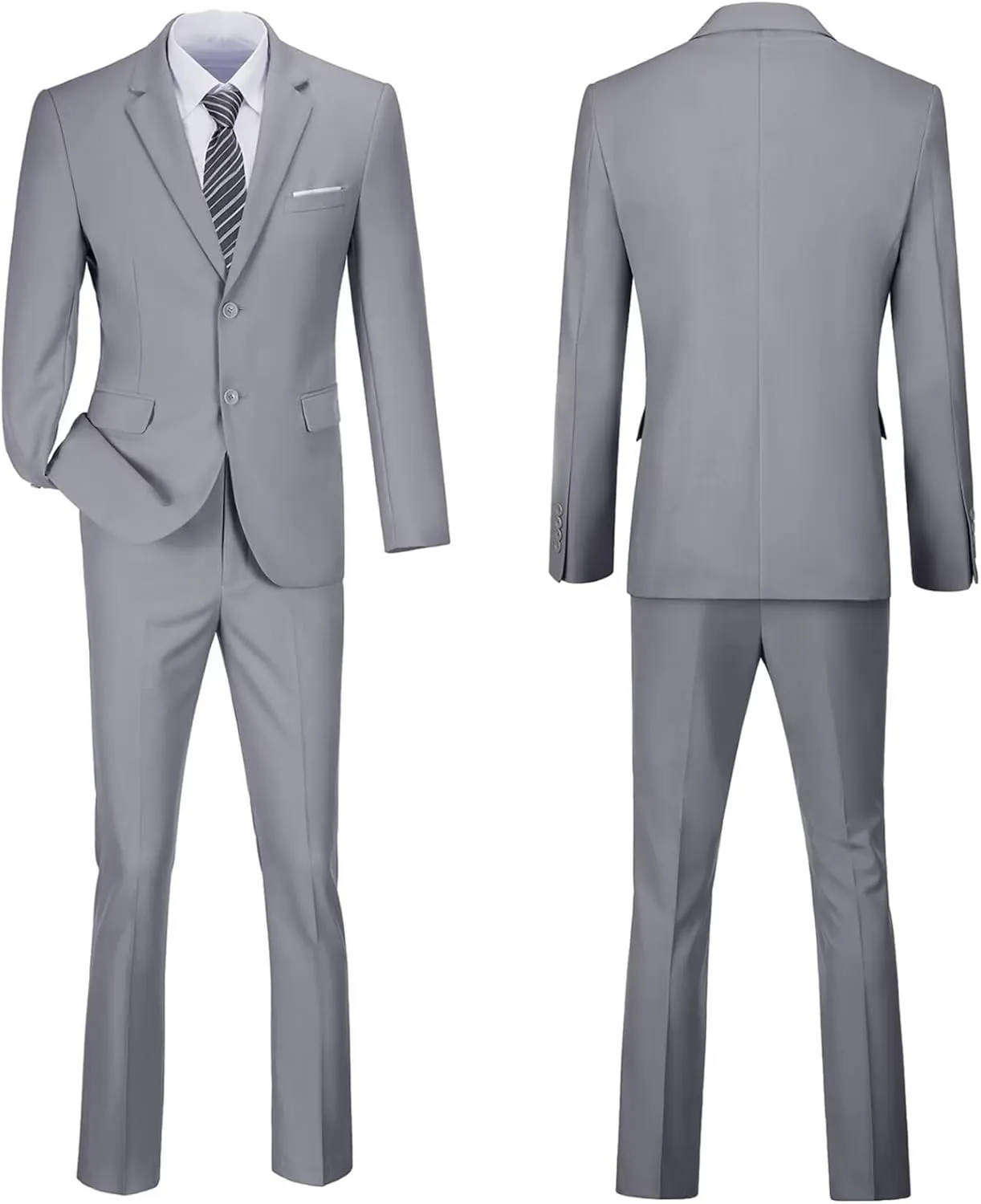 Mens 2 Piece Suit Set Slim Fit 2 Button Dress Suits Tuxedo Set Wedding Blazer Jacket Pants Tie Business Party Prom Suit