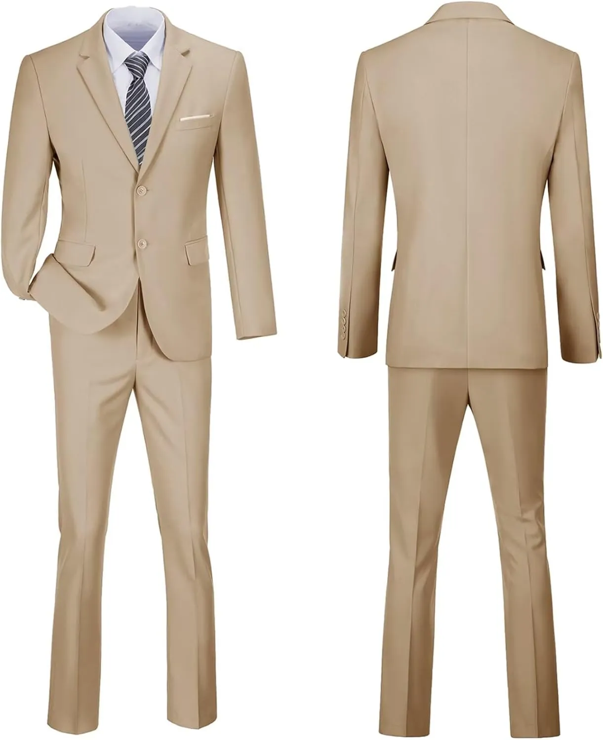 Mens 2 Piece Suit Set Slim Fit 2 Button Dress Suits Tuxedo Set Wedding Blazer Jacket Pants Tie Business Party Prom Suit
