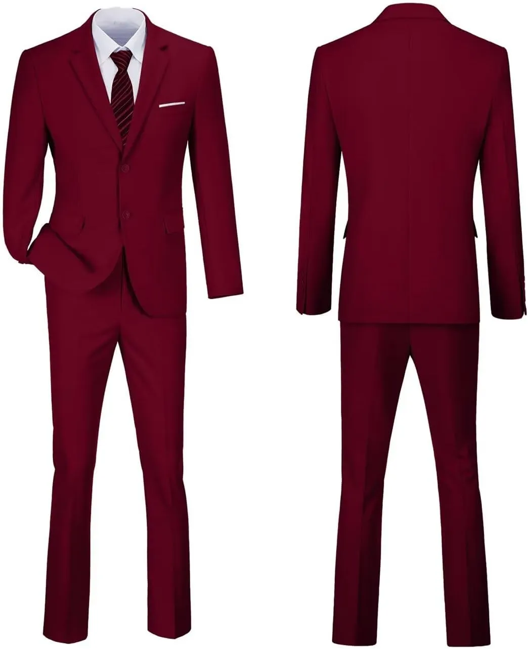 Mens 2 Piece Suit Set Slim Fit 2 Button Dress Suits Tuxedo Set Wedding Blazer Jacket Pants Tie Business Party Prom Suit