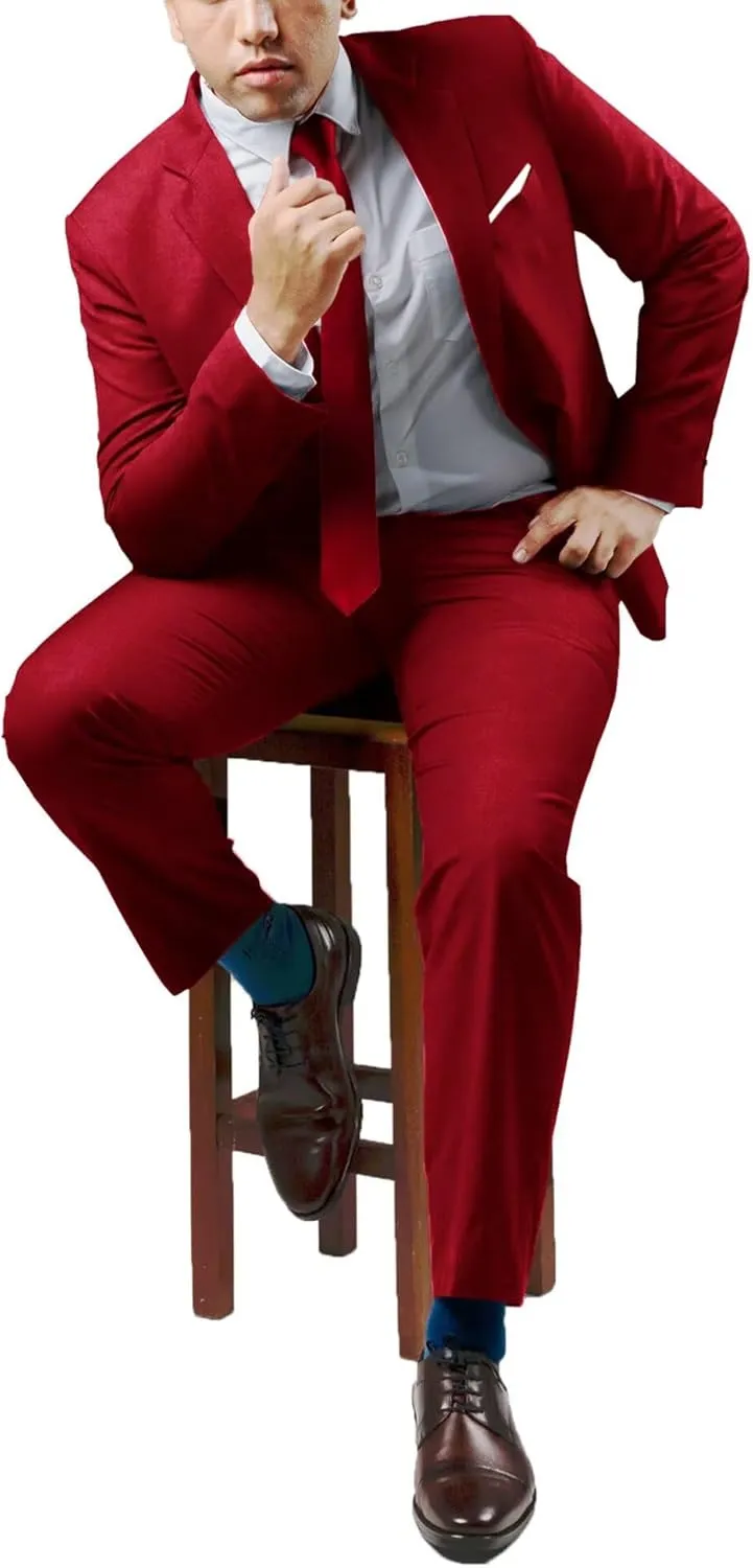 Mens 2 Piece Suit Set Slim Fit 2 Button Dress Suits Tuxedo Set Wedding Blazer Jacket Pants Tie Business Party Prom Suit