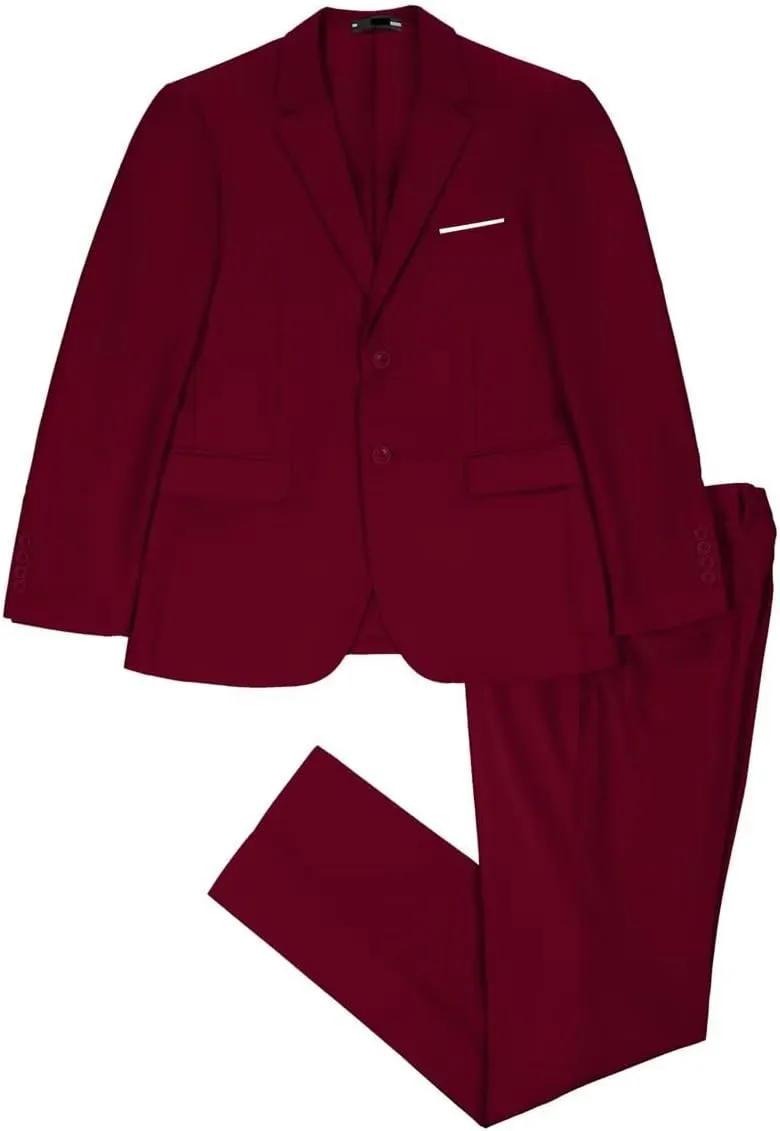 Mens 2 Piece Suit Set Slim Fit 2 Button Dress Suits Tuxedo Set Wedding Blazer Jacket Pants Tie Business Party Prom Suit