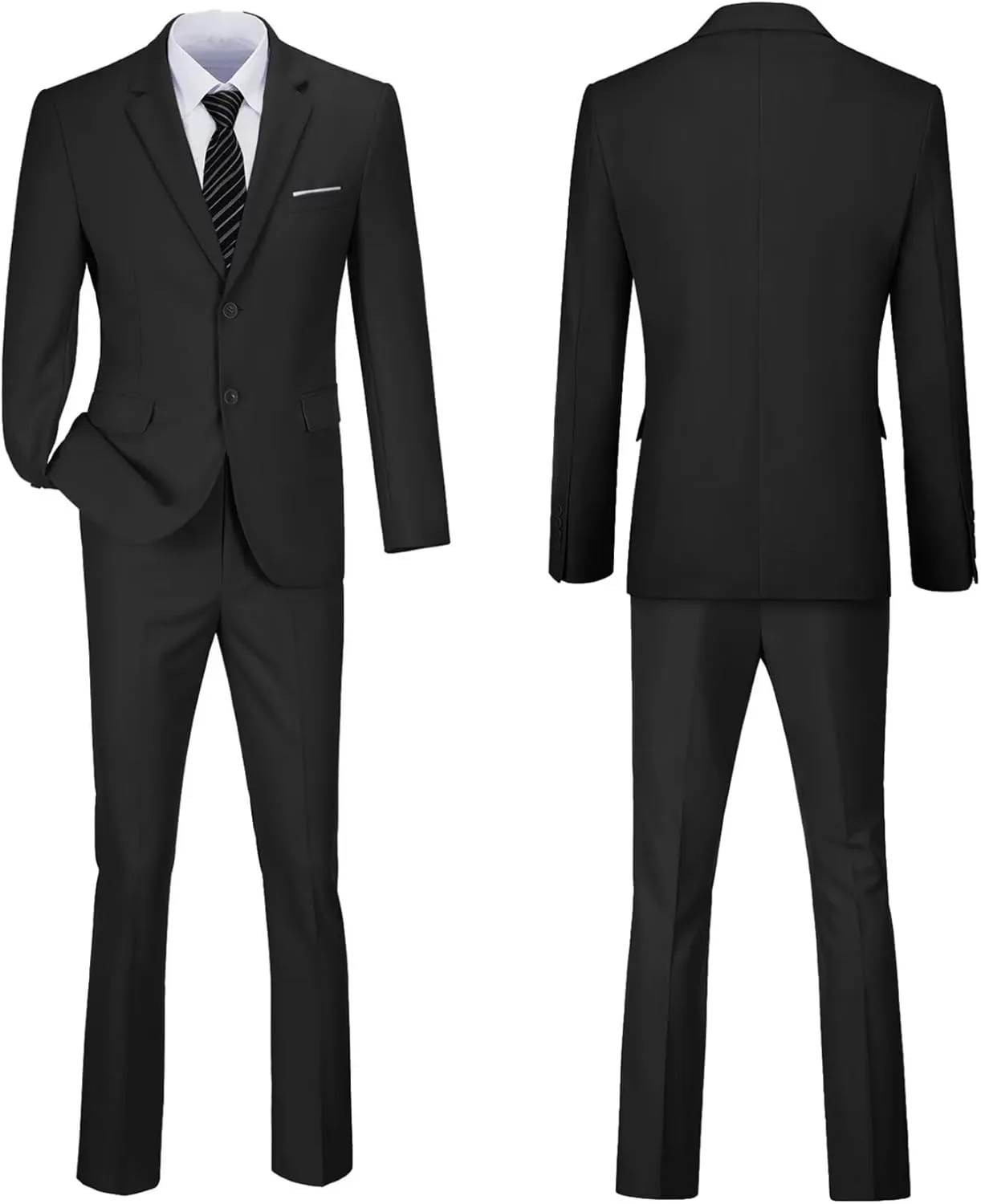 Mens 2 Piece Suit Set Slim Fit 2 Button Dress Suits Tuxedo Set Wedding Blazer Jacket Pants Tie Business Party Prom Suit