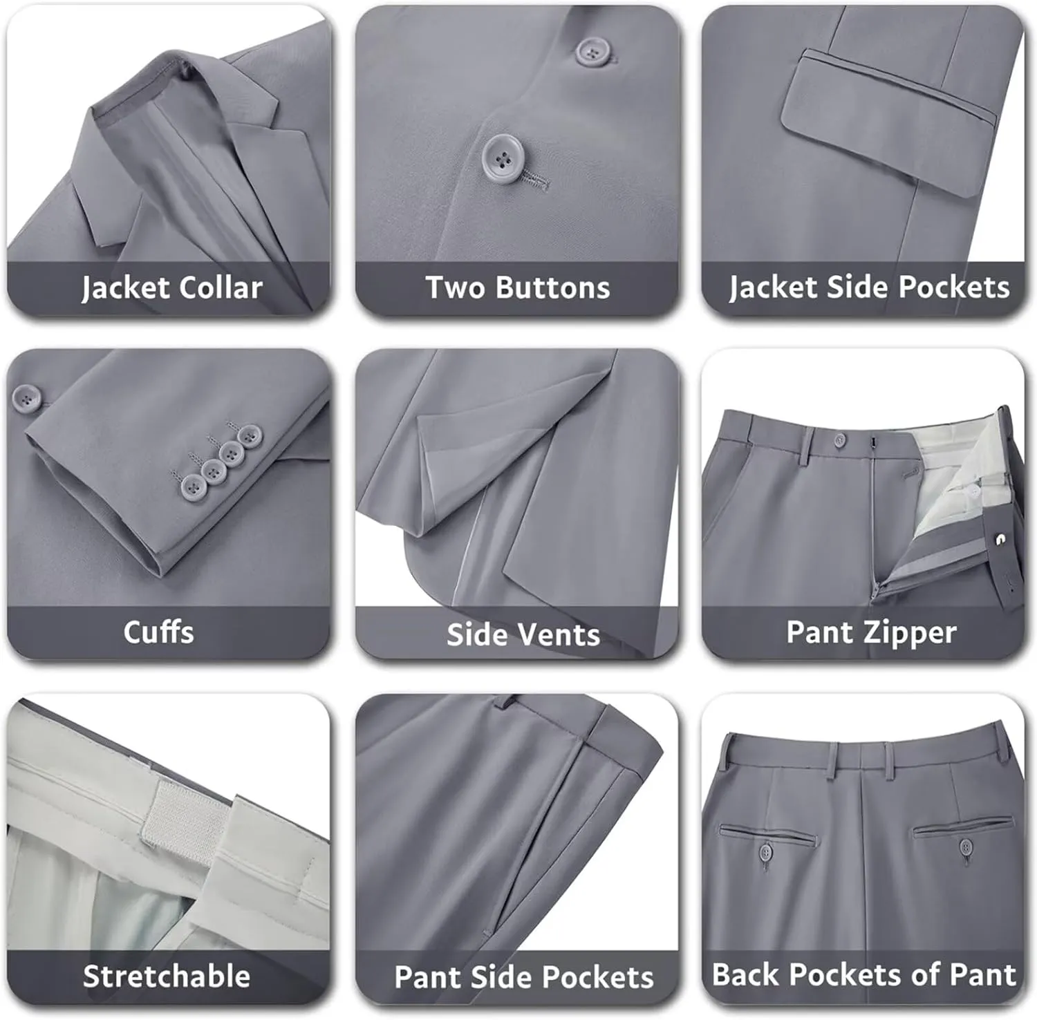 Mens 2 Piece Suit Set Slim Fit 2 Button Dress Suits Tuxedo Set Wedding Blazer Jacket Pants Tie Business Party Prom Suit