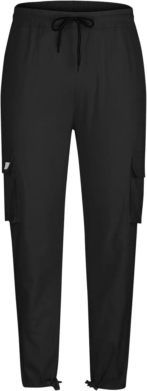 Mens Cargo Pants Big and Tall Causal Baggy Work Hiking Joggers Stretch Drawstring Fishing Travel Outdoor Trousers