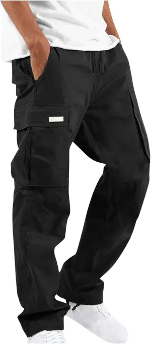 Mens Cargo Pants Big and Tall Causal Baggy Work Hiking Joggers Stretch Drawstring Fishing Travel Outdoor Trousers