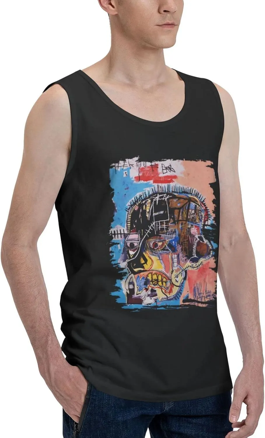 Mens Cotton Tank Top Crewneck T-Shirt Casual Graphic Tee Shirts Top