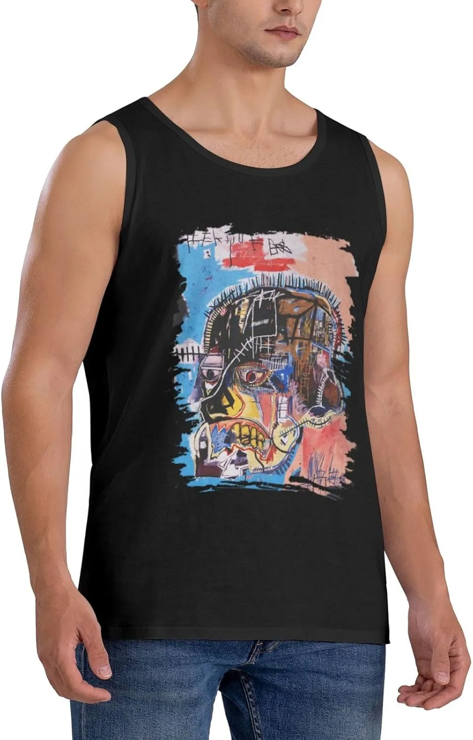 Mens Cotton Tank Top Crewneck T-Shirt Casual Graphic Tee Shirts Top