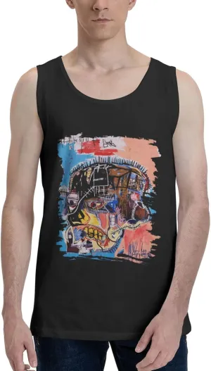 Mens Cotton Tank Top Crewneck T-Shirt Casual Graphic Tee Shirts Top