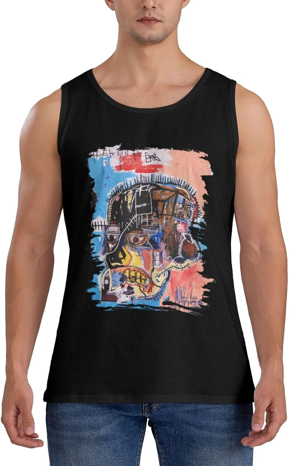Mens Cotton Tank Top Crewneck T-Shirt Casual Graphic Tee Shirts Top