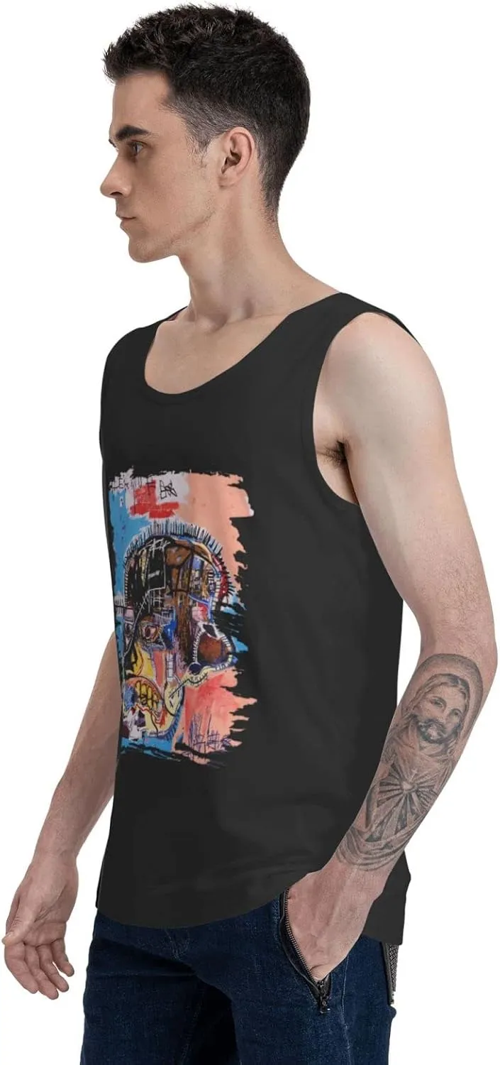 Mens Cotton Tank Top Crewneck T-Shirt Casual Graphic Tee Shirts Top