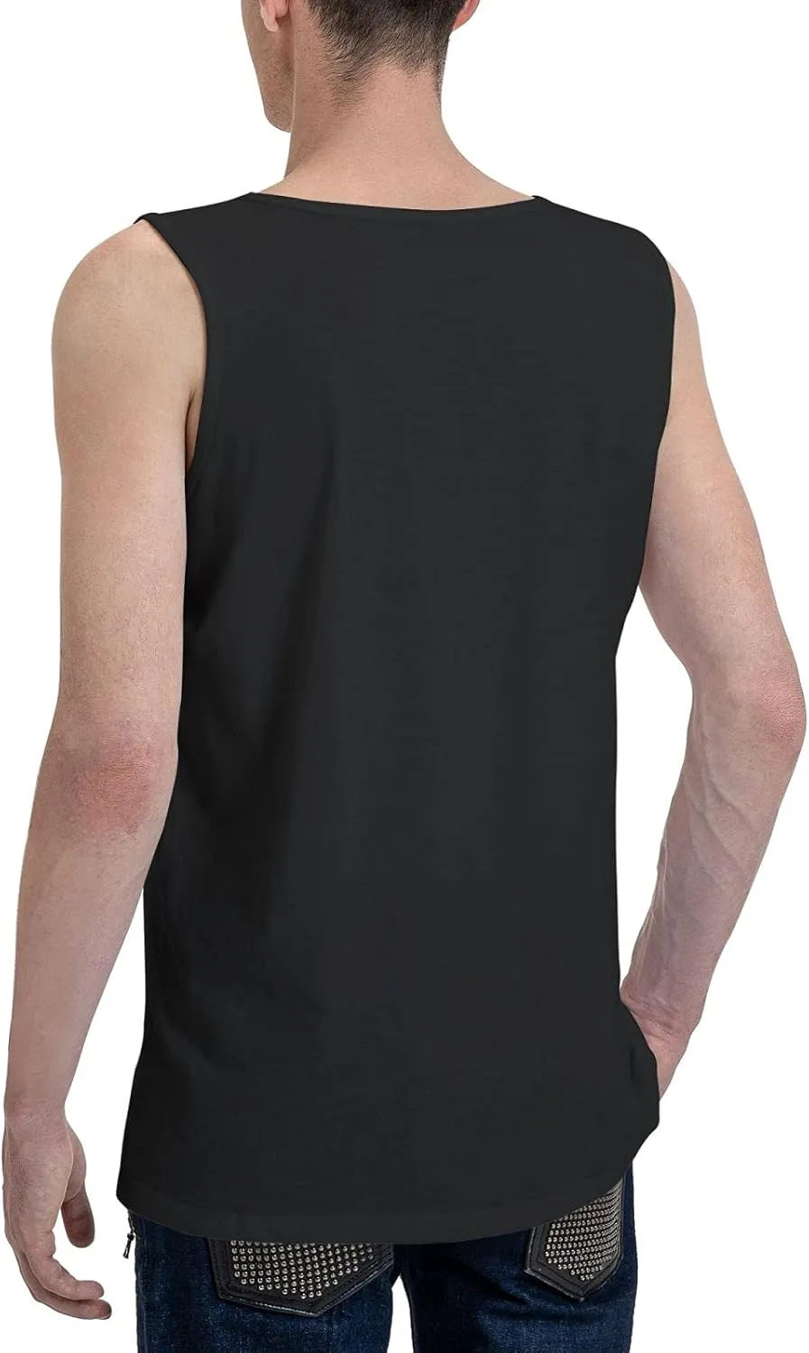 Mens Cotton Tank Top Crewneck T-Shirt Casual Graphic Tee Shirts Top