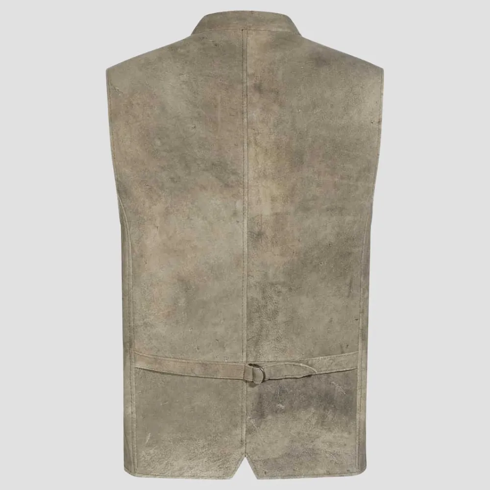 Men's Embroidered Leather Trachten Vest For Us Folk Festivals