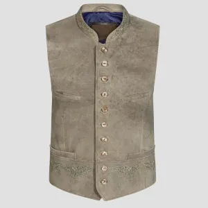 Men's Embroidered Leather Trachten Vest For Us Folk Festivals
