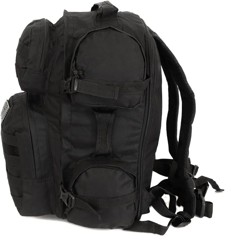 Men's Large Black Expandable Tactical Molle Hydration-Ready Backpack Daypack Bag