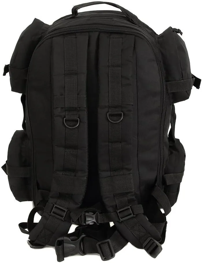 Men's Large Black Expandable Tactical Molle Hydration-Ready Backpack Daypack Bag