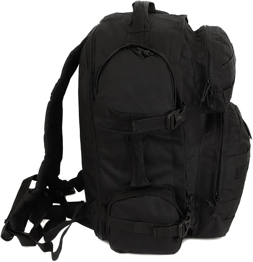 Men's Large Black Expandable Tactical Molle Hydration-Ready Backpack Daypack Bag